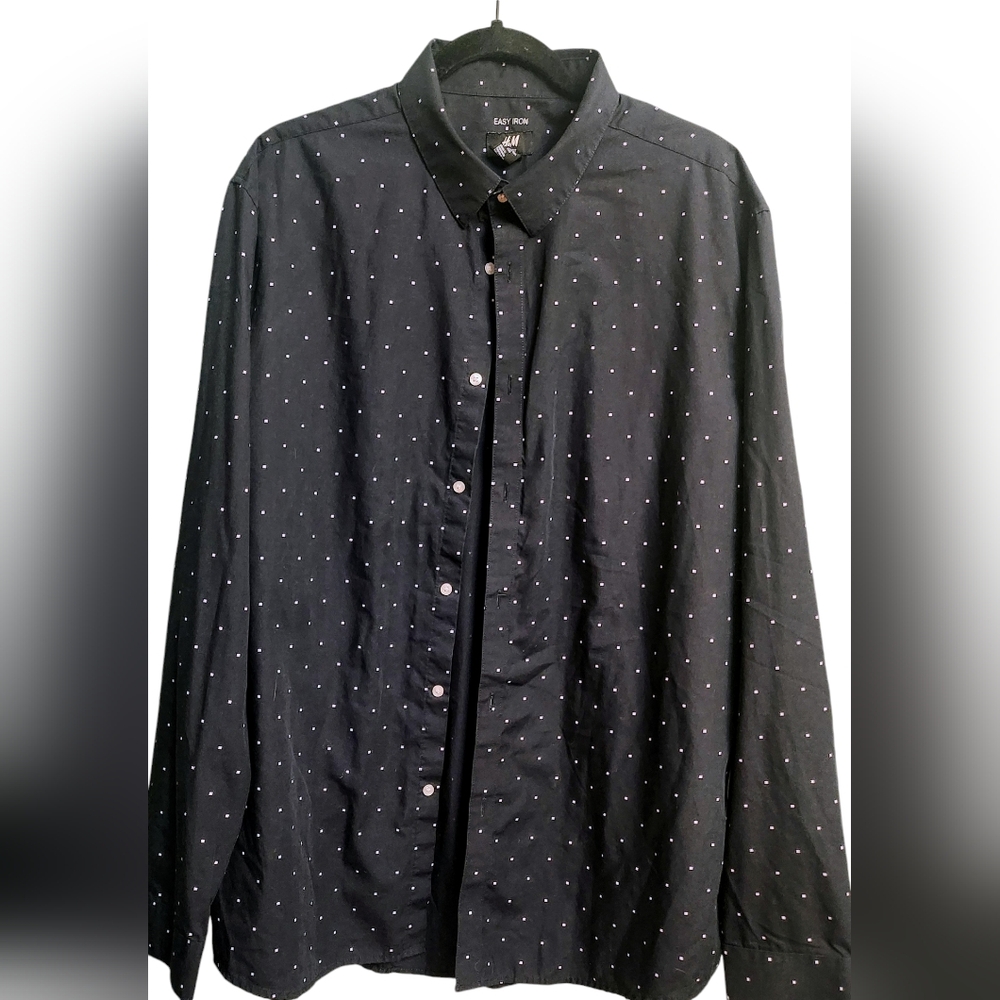 🦋 H&M Men's Polka Dot Dress Shirt Size XL